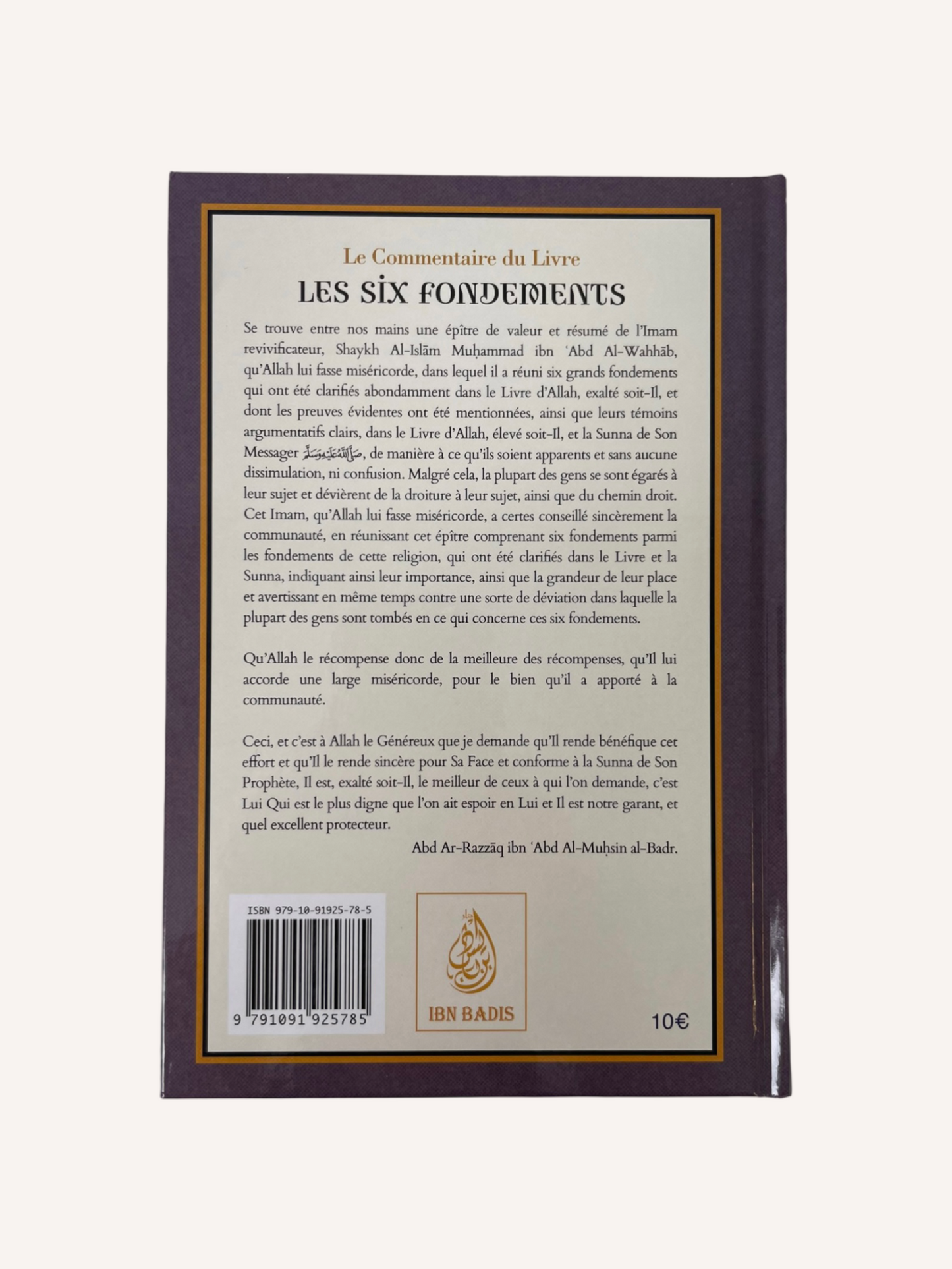 Le commentaire des six fondements - Mohamed Ibn 'Abd Al-Wahab - Editions Ibn Badis